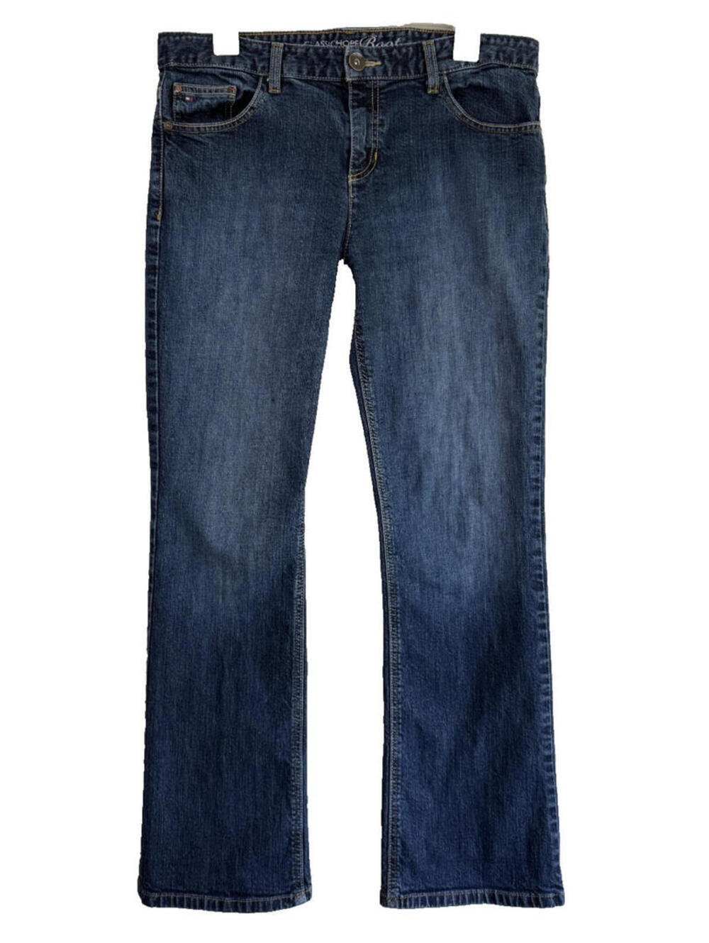 Tommy Hilfiger Classic Hope Boot Womens Sz 12 Short Dark Wash Blue Denim Jeans